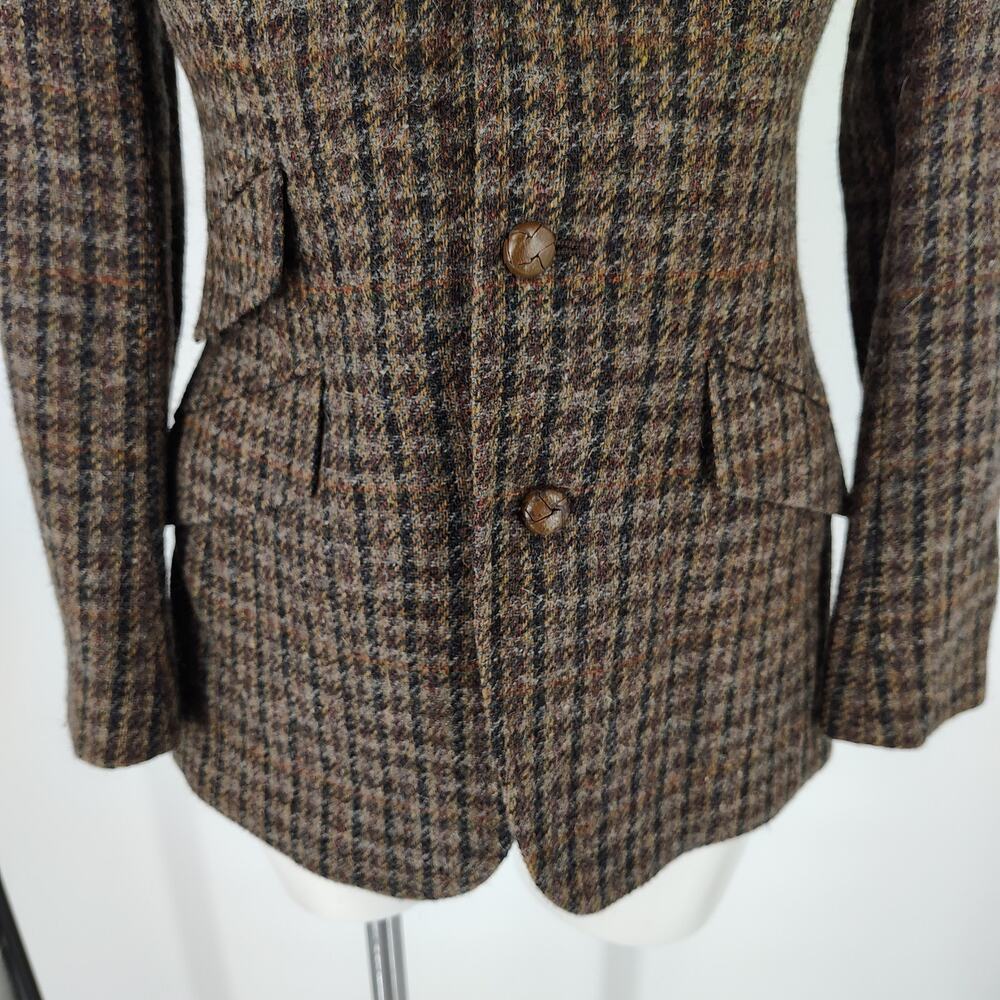 Vintage Polo Ralph Lauren Wool Tweed Blazer Suede Elbow Patch 16 Fits like XS/S - Picture 12 of 16